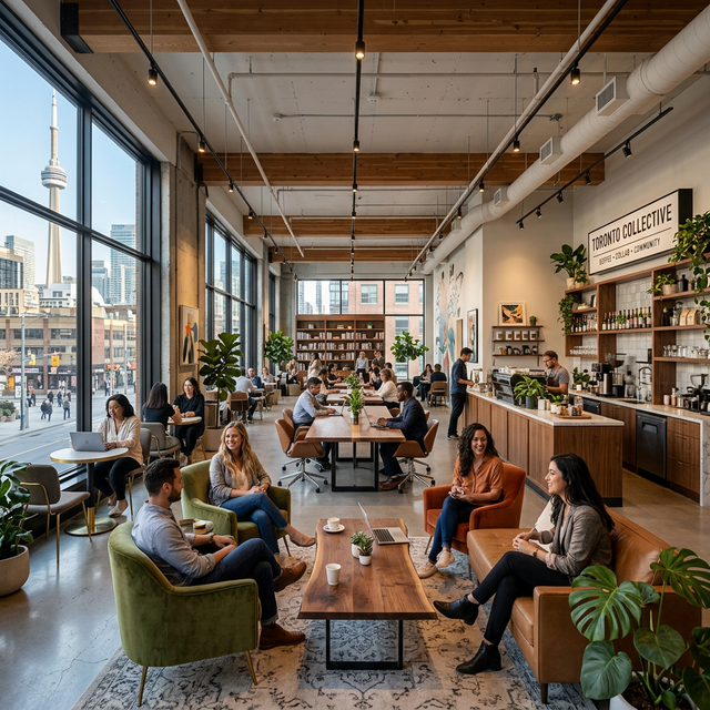 Chic urban gathering space and creative hub interior