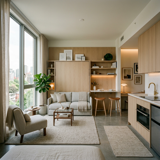 Premium studio apartment with elegant minimalist design