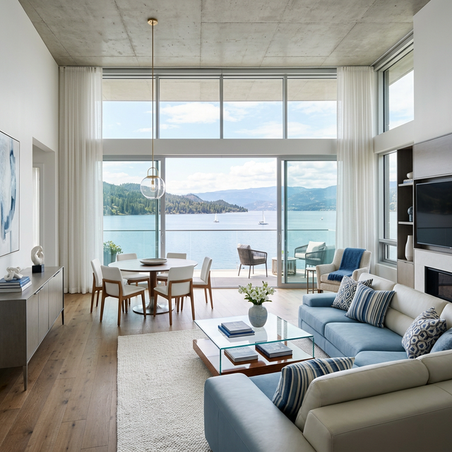 Modern waterfront condo with panoramic harbor views